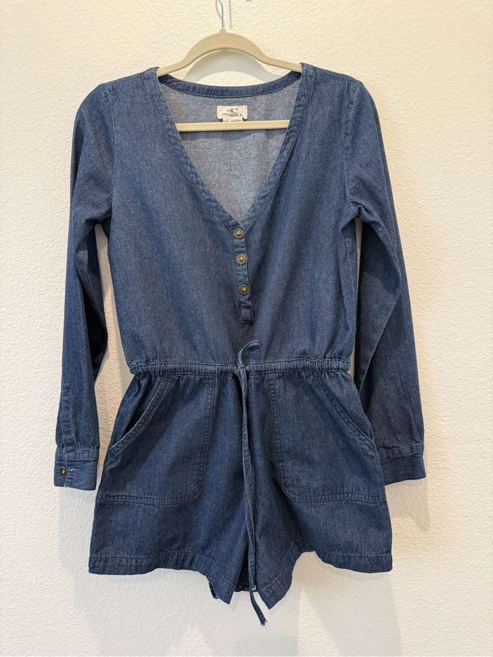 O'Neill denim romper small S dark wash denim 100% cotton natural fibers preloved